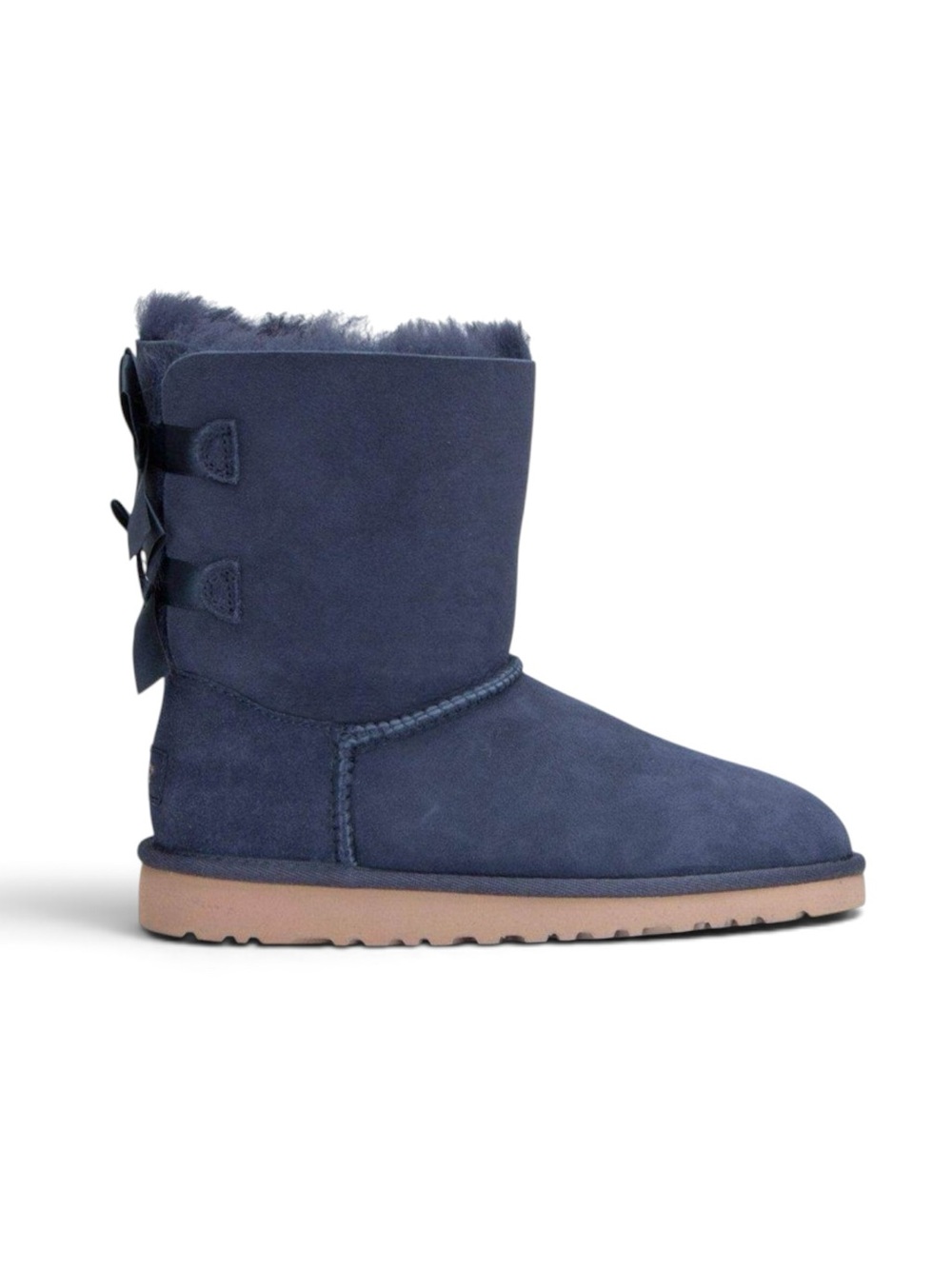 UGG Bailey Bow II Sheepskin Boots Navy Blue Girls Size 4